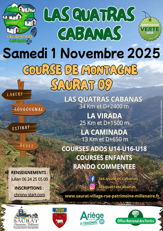 Samedi 1 Novembre 2025 trail LAS QUATRAS CABANAS à Saurat